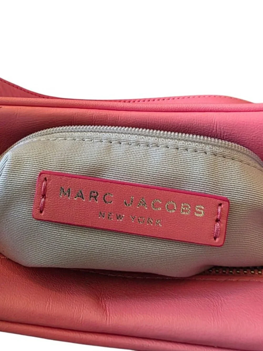 Marc Jacobs Tempo Baguette Shoulder Bag Pink Lemonade Leather Purse Silver